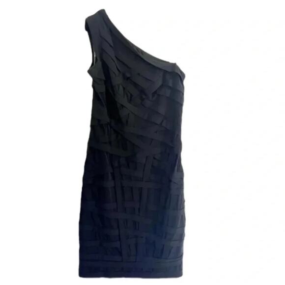 Tadashi Shoji  Black One Shoulder Midi Lenght Dress Size - Picture 3 of 13